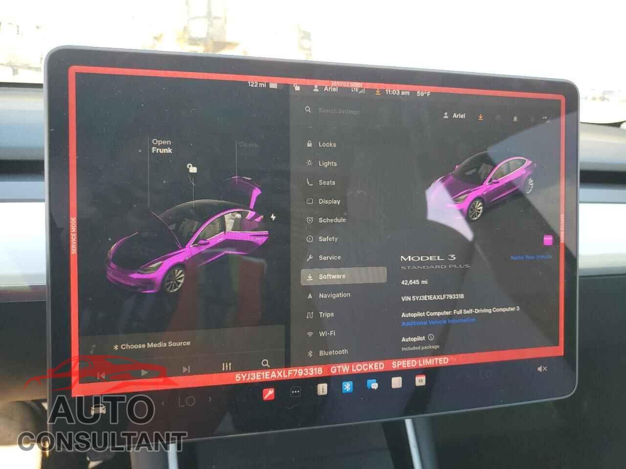 TESLA MODEL 3 2020 - 5YJ3E1EAXLF793318