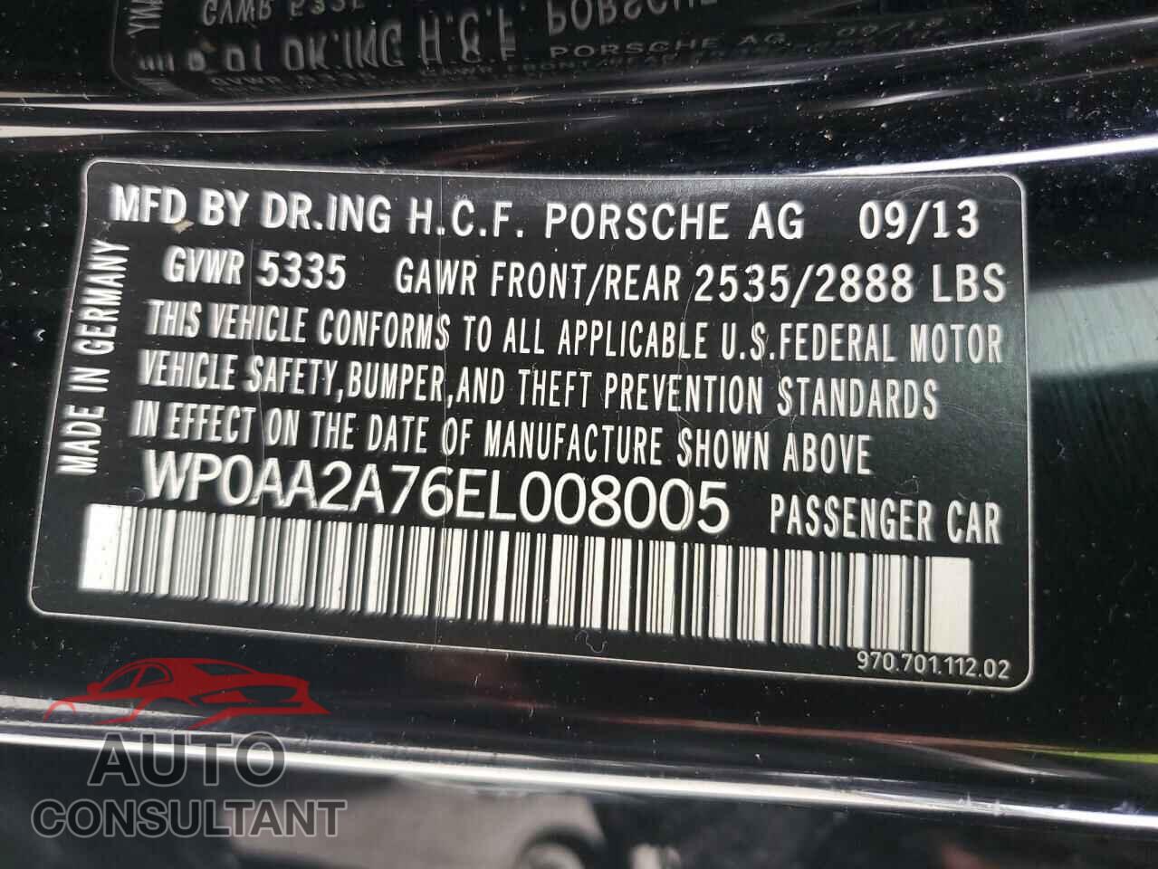 PORSCHE PANAMERA 2014 - WP0AA2A76EL008005