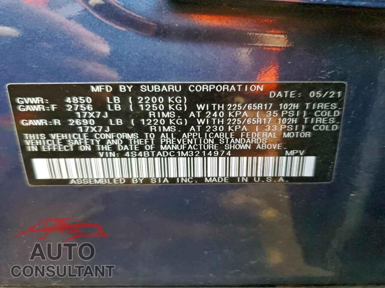 SUBARU OUTBACK 2021 - 4S4BTADC1M3214974