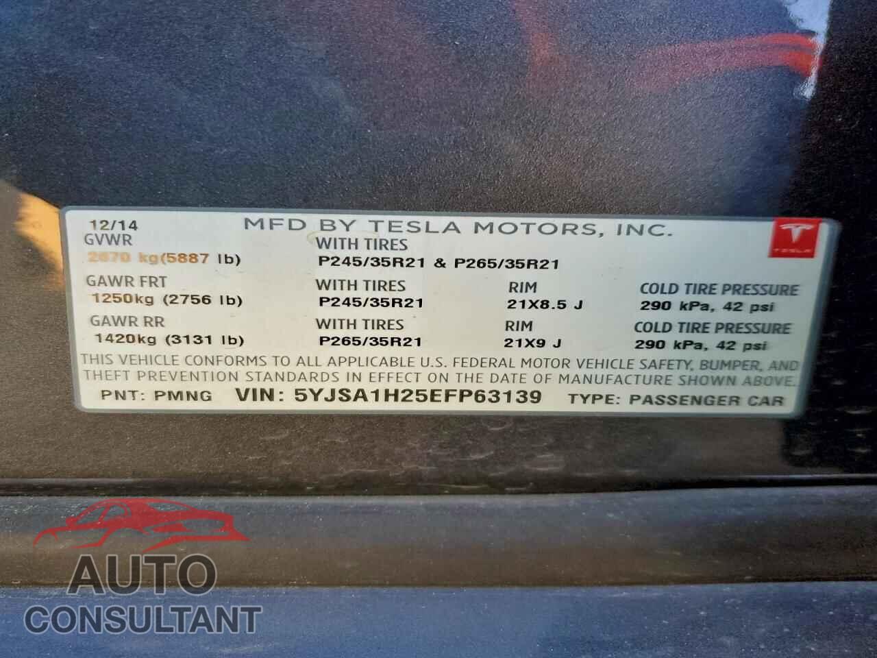TESLA MODEL S 2014 - 5YJSA1H25EFP63139