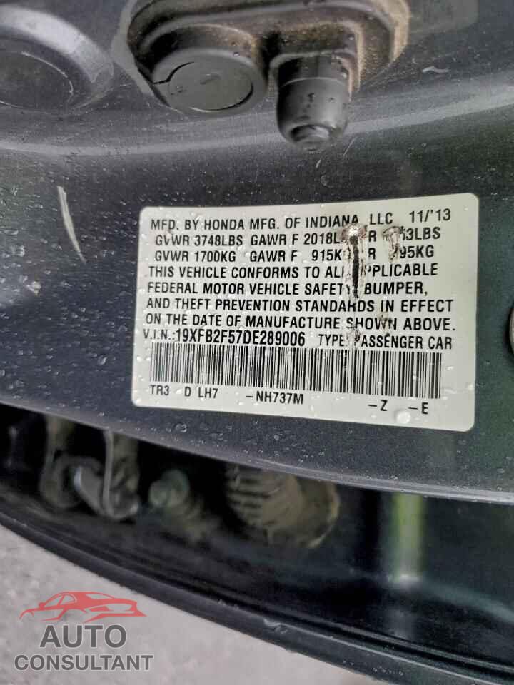 HONDA CIVIC 2013 - 19XFB2F57DE289006