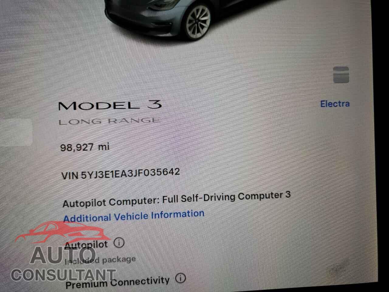 TESLA MODEL 3 2018 - 5YJ3E1EA3JF035642