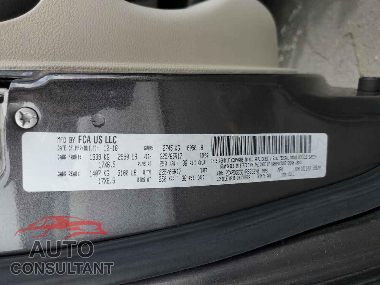 DODGE CARAVAN 2017 - 2C4RDGCG1HR605370