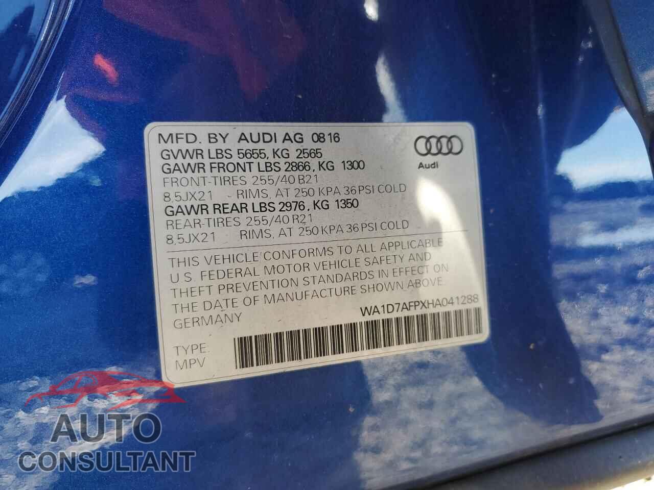 AUDI Q5 2017 - WA1D7AFPXHA041288