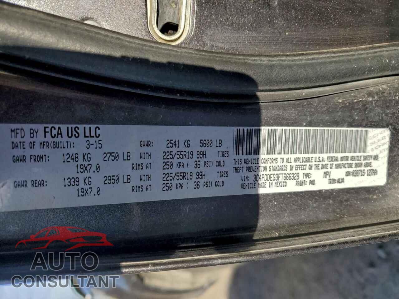 DODGE JOURNEY 2015 - 3C4PDDEG3FT666328