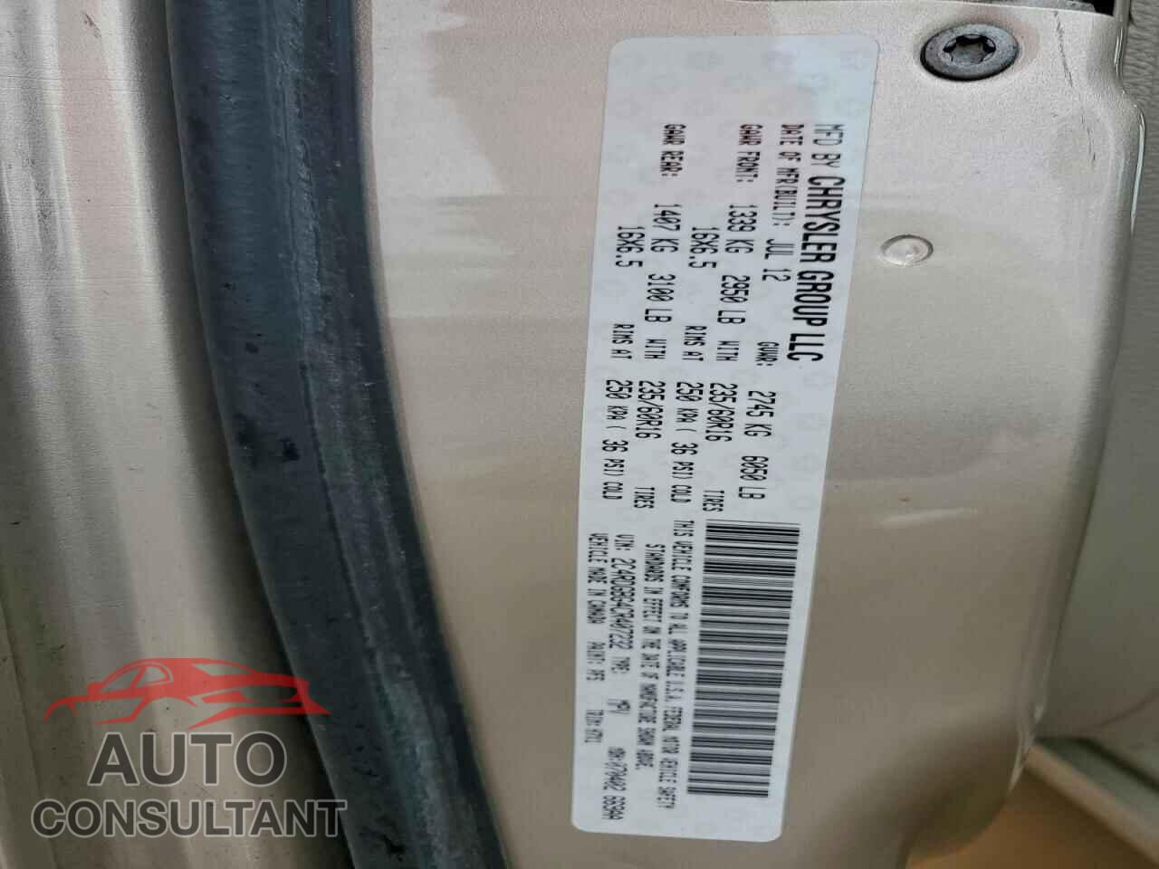 DODGE CARAVAN 2012 - 2C4RDGBG4CR407232