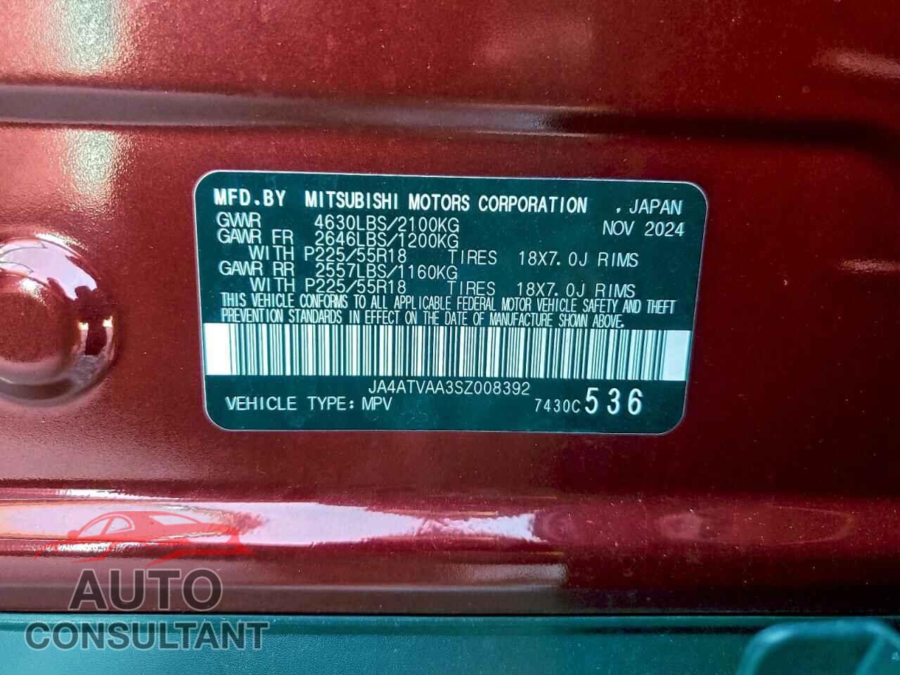 MITSUBISHI ECLIPSE 2025 - JA4ATVAA3SZ008392