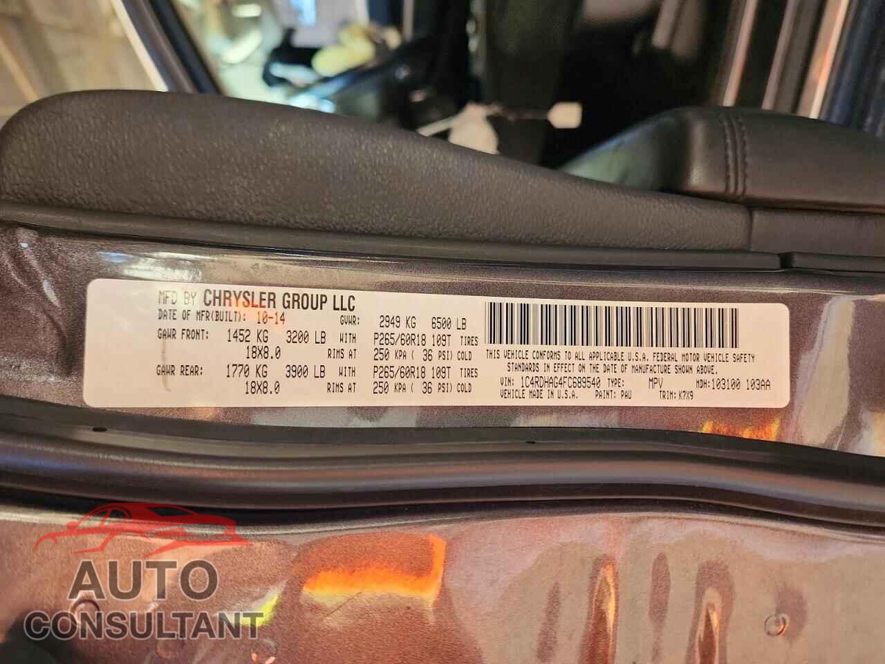 DODGE DURANGO 2015 - 1C4RDHAG4FC689540