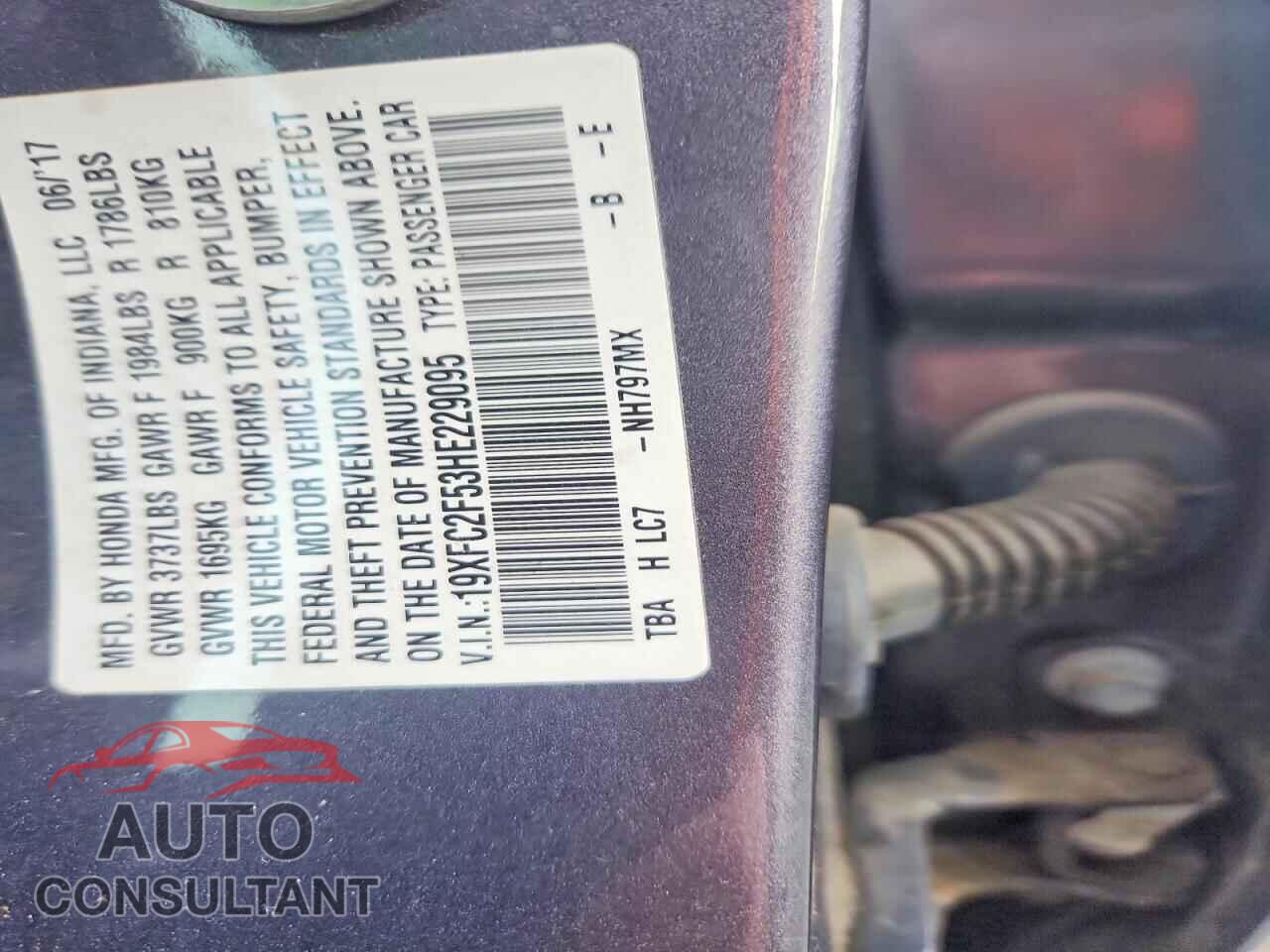 HONDA CIVIC 2017 - 19XFC2F53HE229095