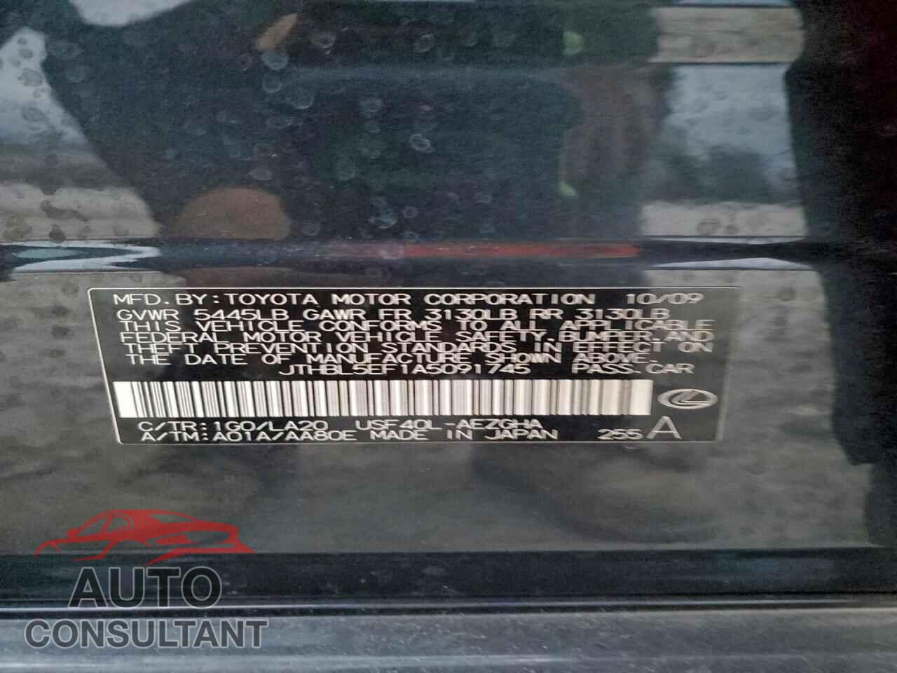 LEXUS LS460 2010 - JTHBL5EF1A5091745