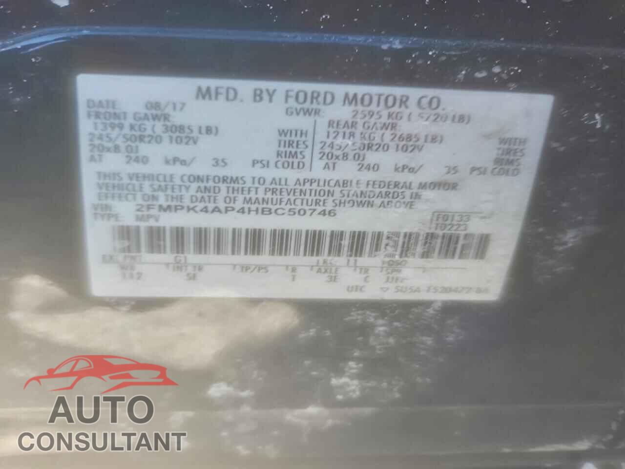 FORD EDGE 2017 - 2FMPK4AP4HBC50746