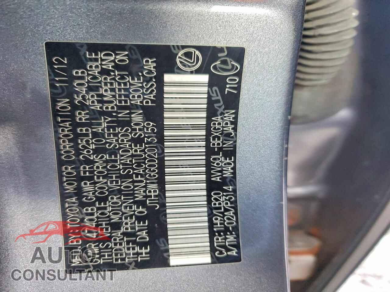 LEXUS ES300 2013 - JTHBW1GG0D2013159