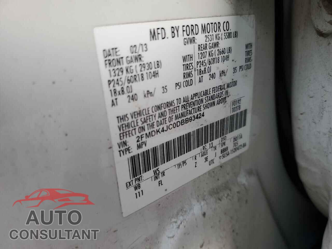 FORD EDGE 2013 - 2FMDK4JC0DBB93424