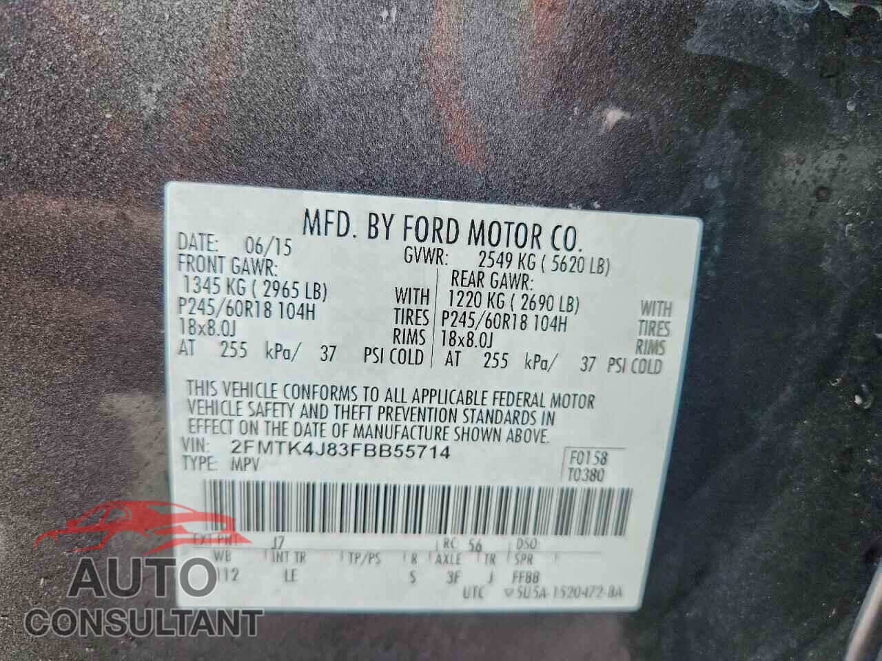 FORD EDGE 2015 - 2FMTK4J83FBB55714