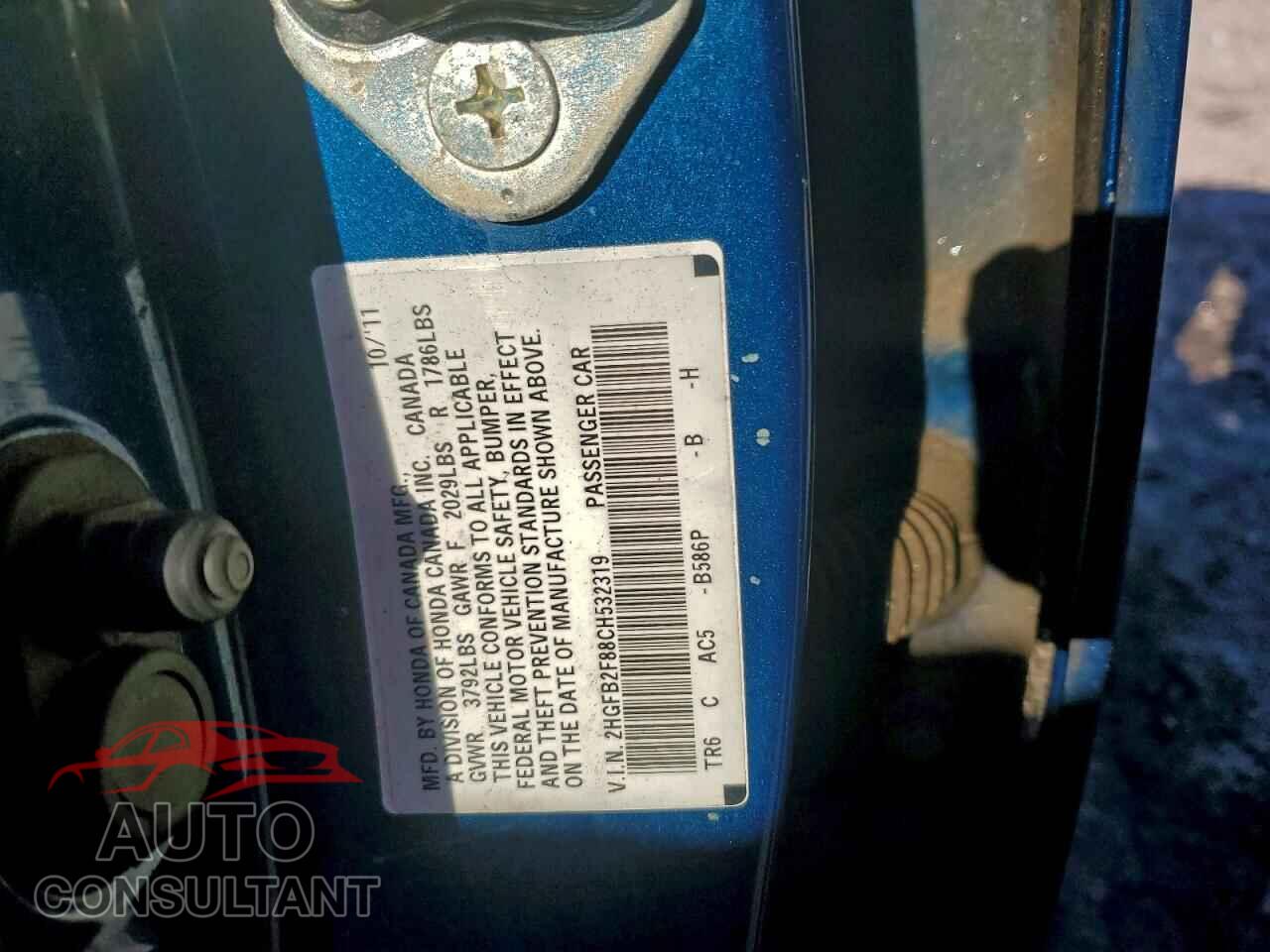 HONDA CIVIC 2012 - 2HGFB2F88CH532319