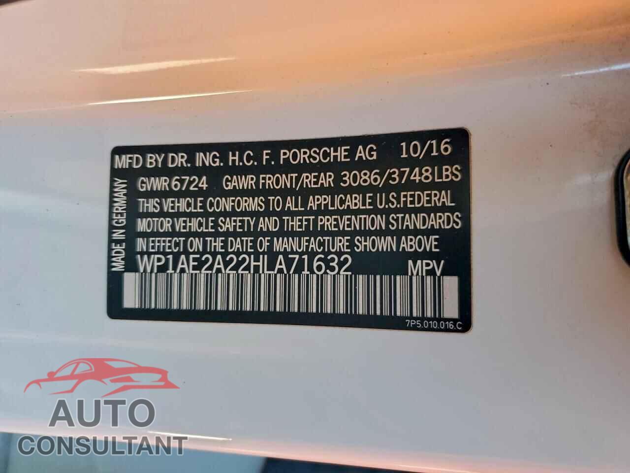 PORSCHE CAYENNE 2017 - WP1AE2A22HLA71632