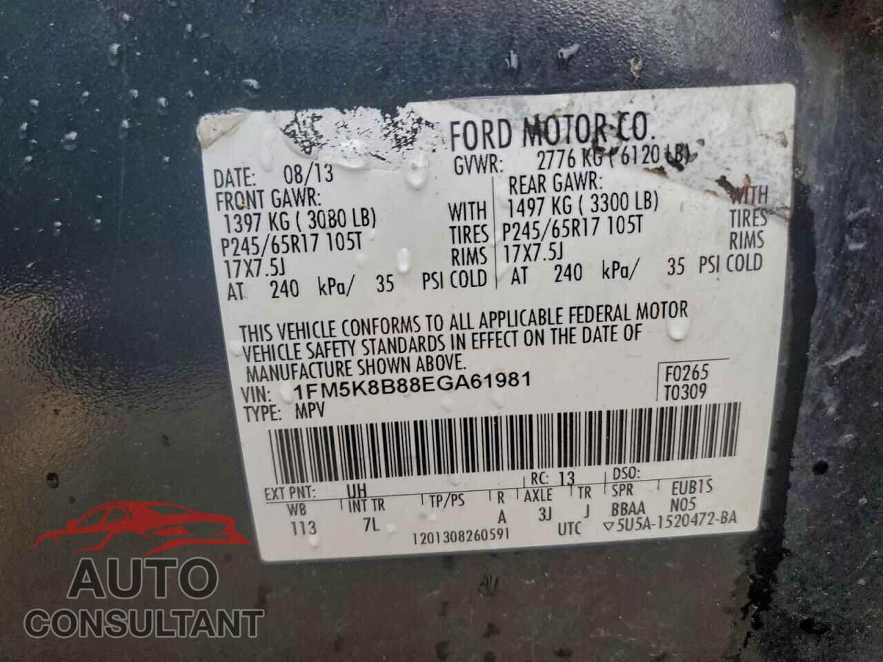 FORD EXPLORER 2014 - 1FM5K8B88EGA61981