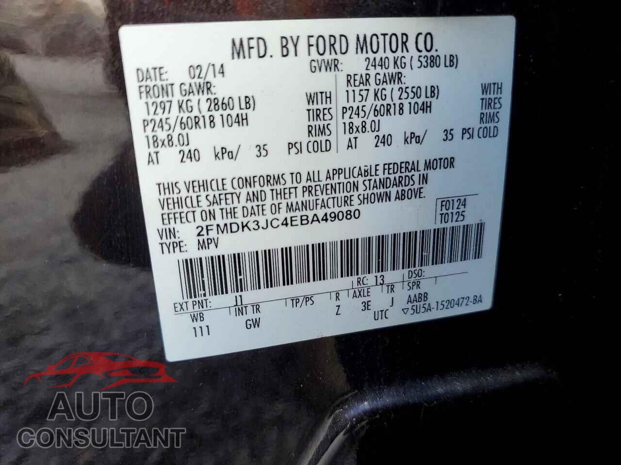 FORD EDGE 2014 - 2FMDK3JC4EBA49080