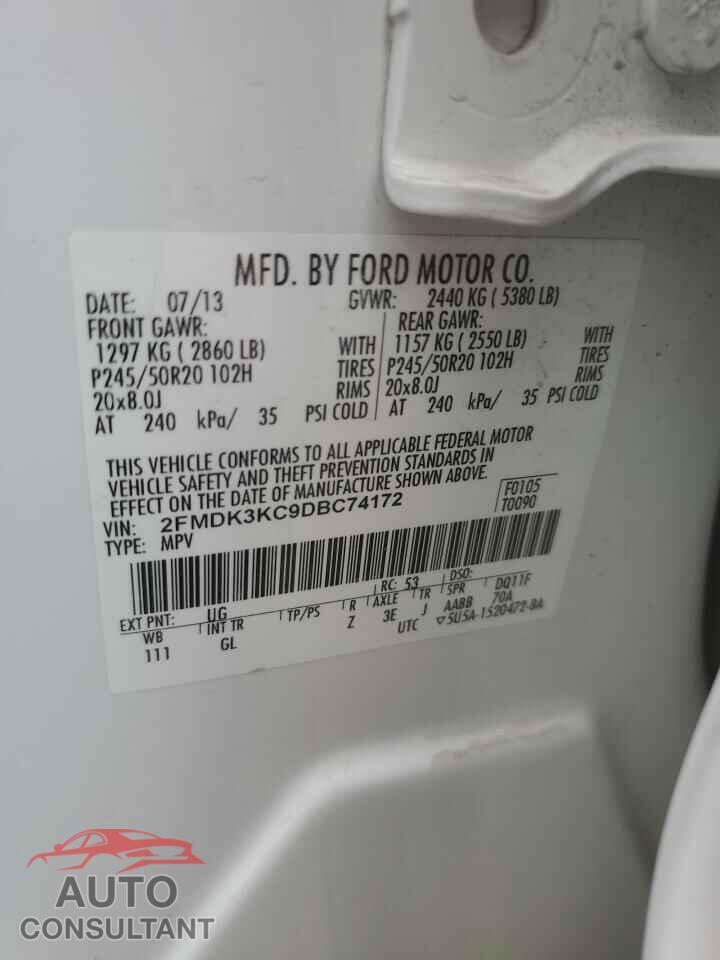 FORD EDGE 2013 - 2FMDK3KC9DBC74172