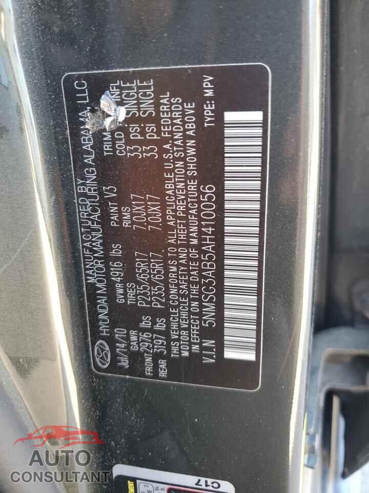 HYUNDAI SANTA FE 2010 - 5NMSG3AB5AH410056