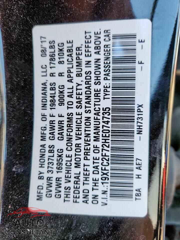 HONDA CIVIC 2017 - 19XFC2F72HE074735
