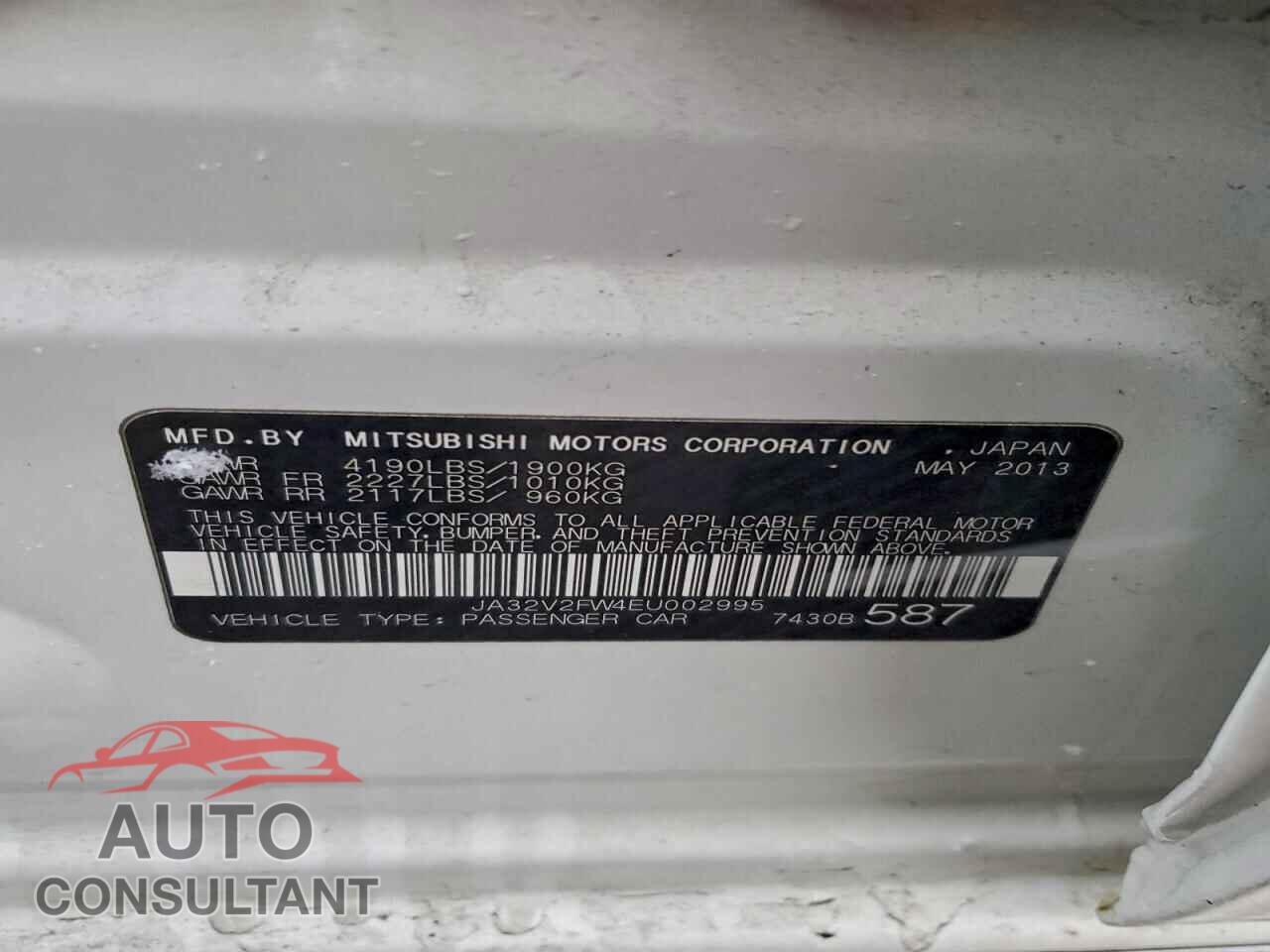 MITSUBISHI LANCER 2014 - JA32V2FW4EU002995