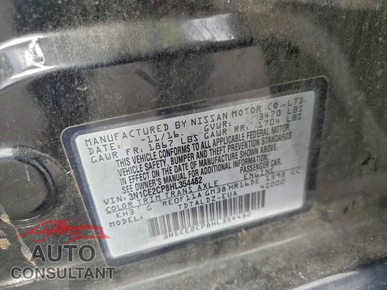 NISSAN VERSA 2017 - 3N1CE2CP8HL354482