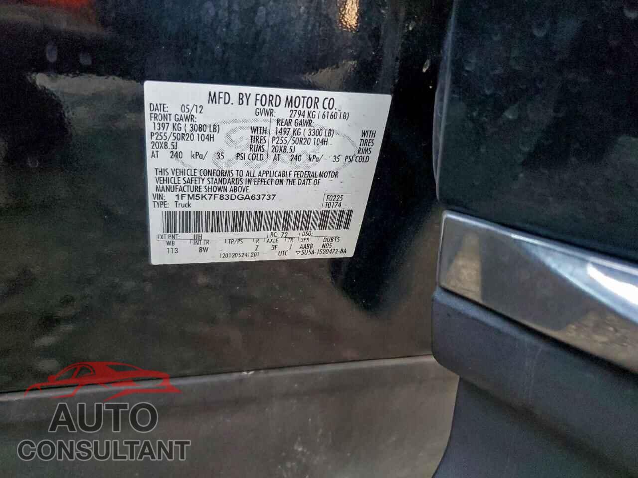 FORD EXPLORER 2013 - 1FM5K7F83DGA63737