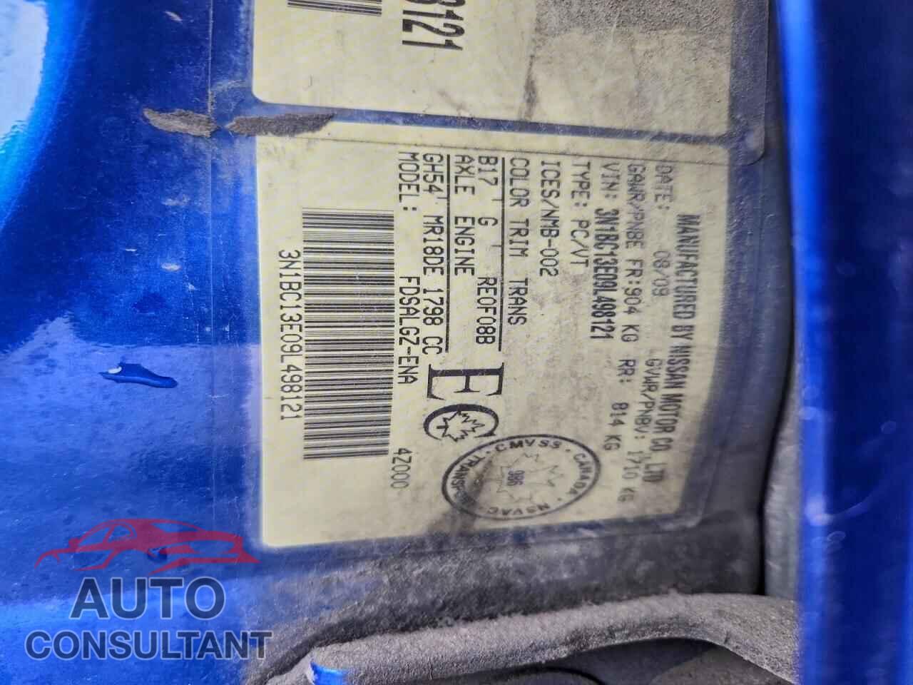NISSAN VERSA 2009 - 3N1BC13E09L498121