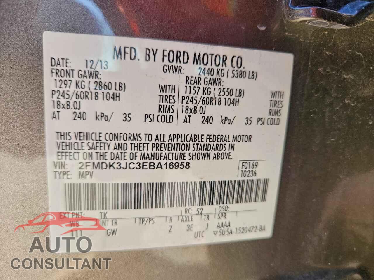 FORD EDGE 2014 - 2FMDK3JC3EBA16958