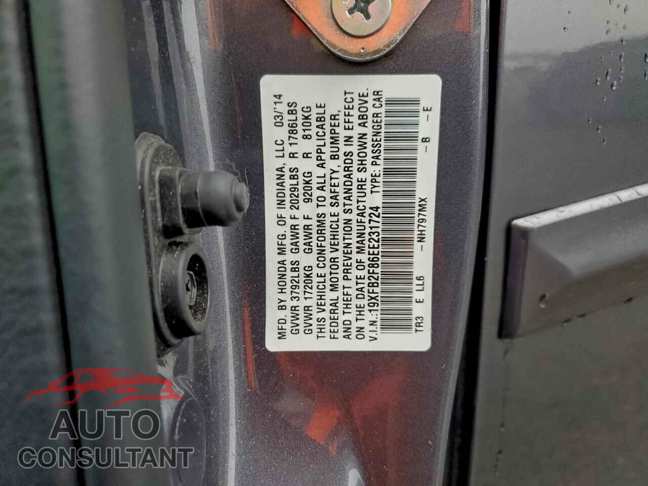 HONDA CIVIC 2014 - 19XFB2F86EE231724