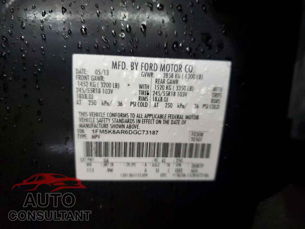 FORD EXPLORER 2013 - 1FM5K8AR6DGC73187