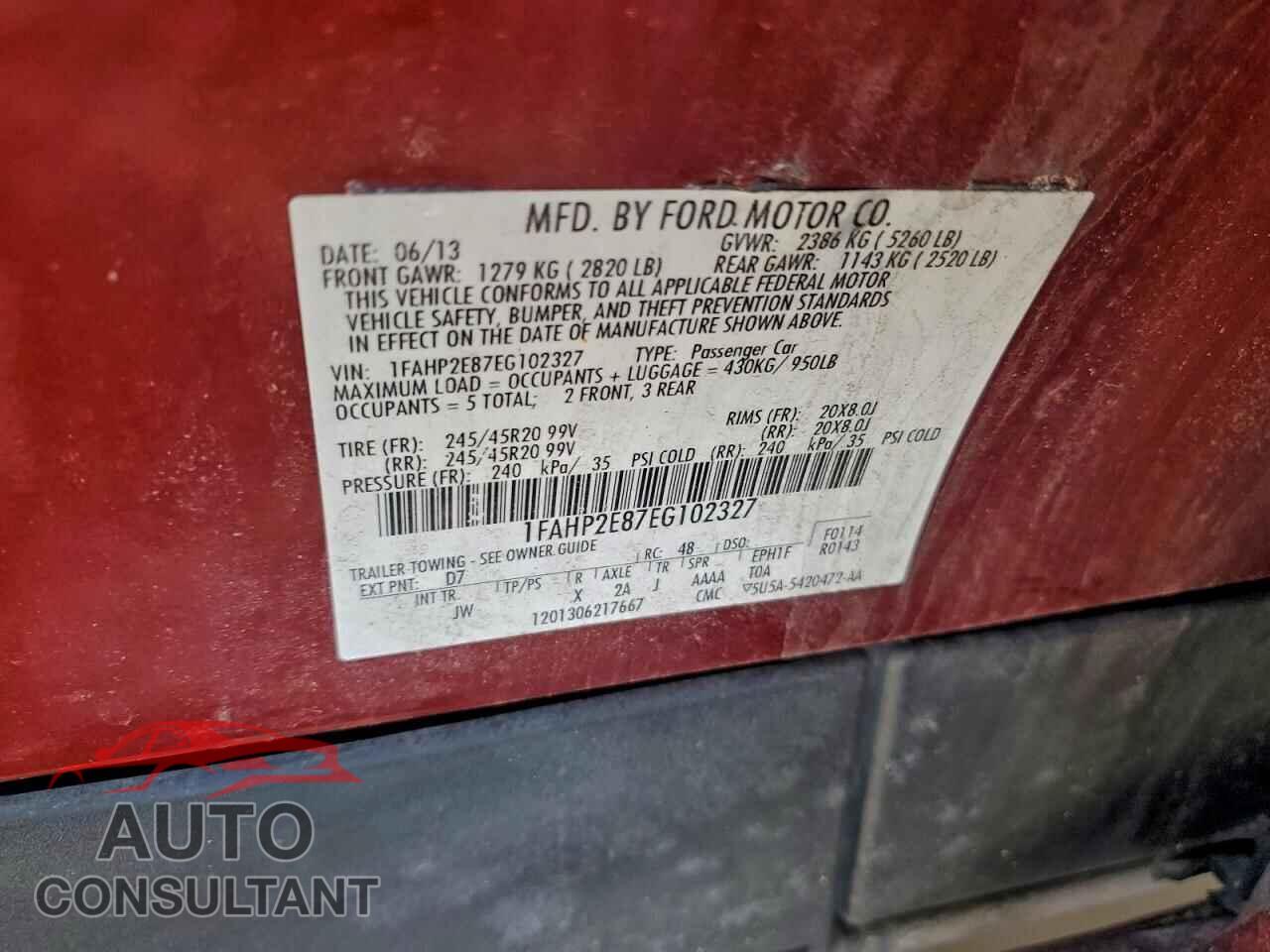 FORD TAURUS 2014 - 1FAHP2E87EG102327