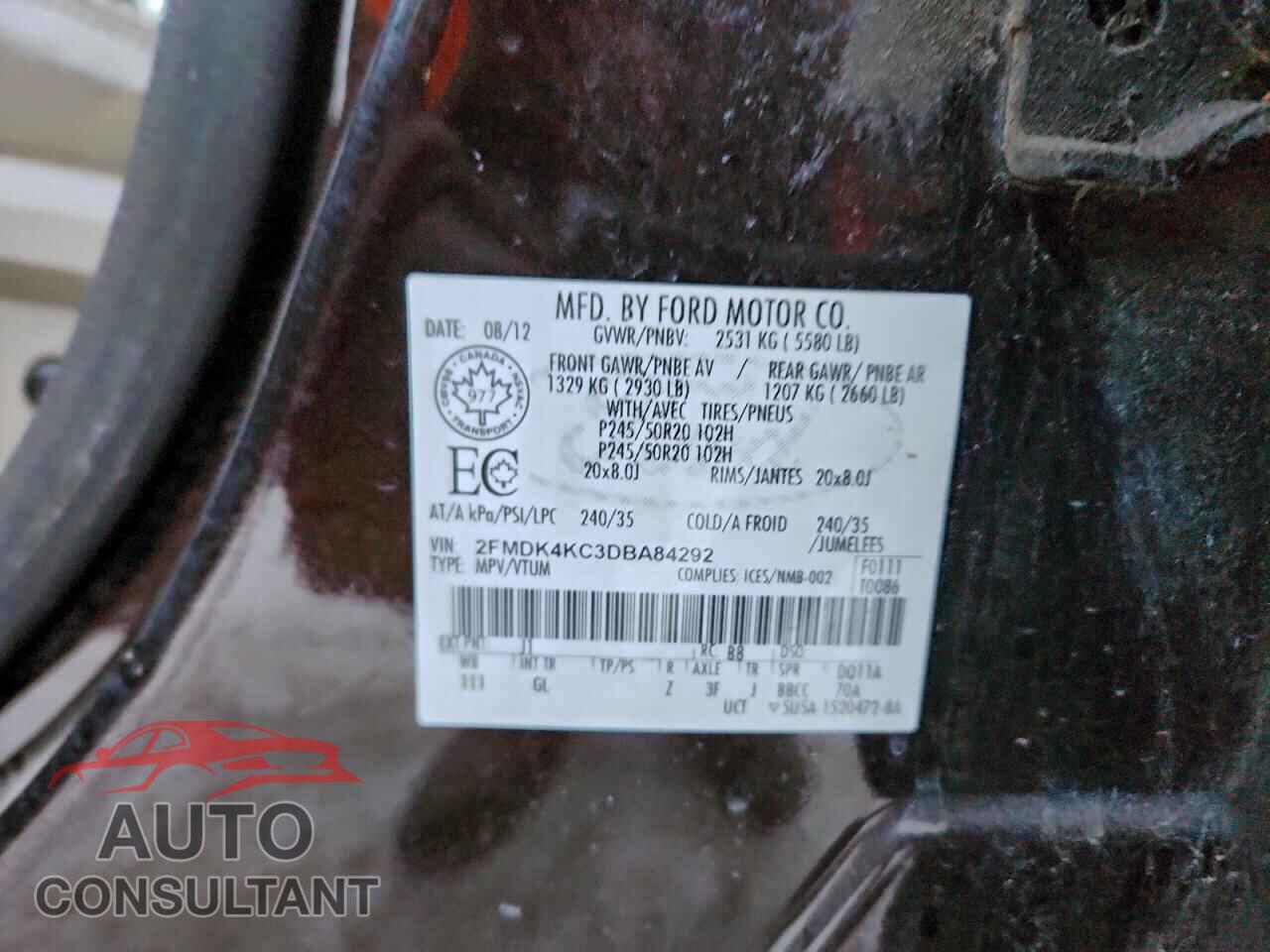 FORD EDGE 2013 - 2FMDK4KC3DBA84292