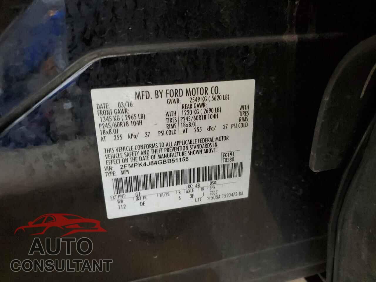 FORD EDGE 2016 - 2FMPK4J84GBB51156