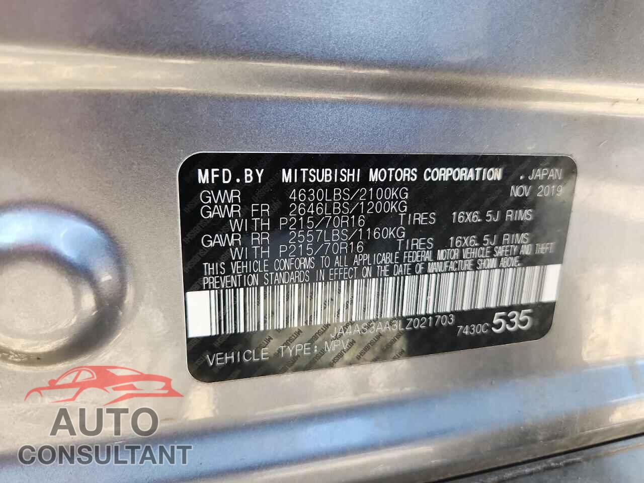 MITSUBISHI ECLIPSE 2020 - JA4AS3AA3LZ021703