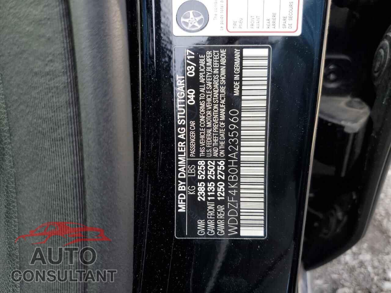 MERCEDES-BENZ E-CLASS 2017 - WDDZF4KB0HA235960