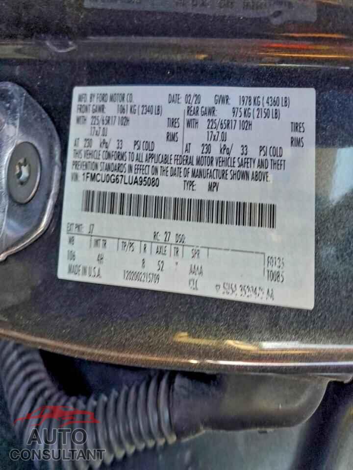 FORD ESCAPE 2020 - 1FMCU0G67LUA95080