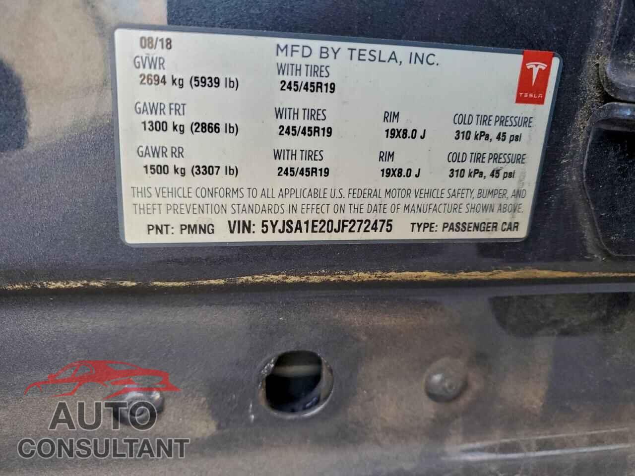TESLA MODEL S 2018 - 5YJSA1E20JF272475