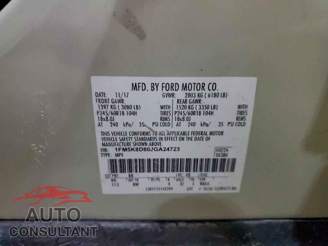 FORD EXPLORER 2018 - 1FM5K8D80JGA24723