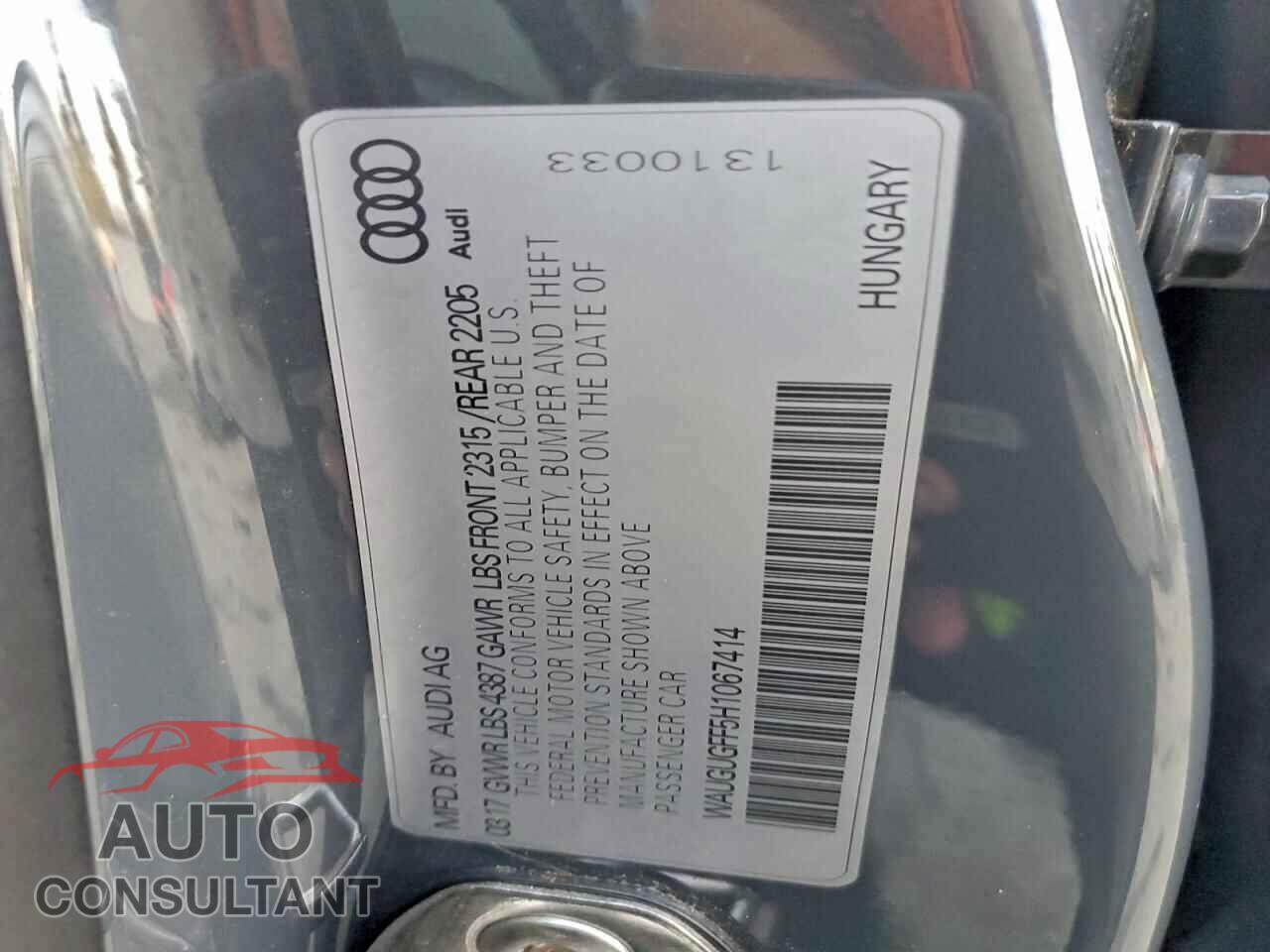 AUDI A3 2017 - WAUGUGFF5H1067414