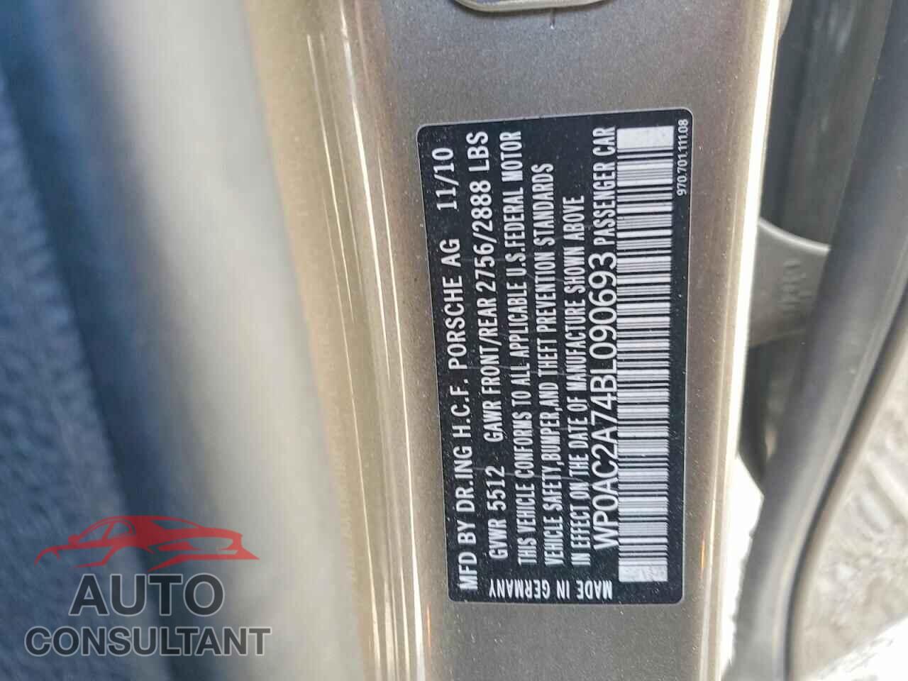 PORSCHE PANAMERA 2011 - WP0AC2A74BL090693