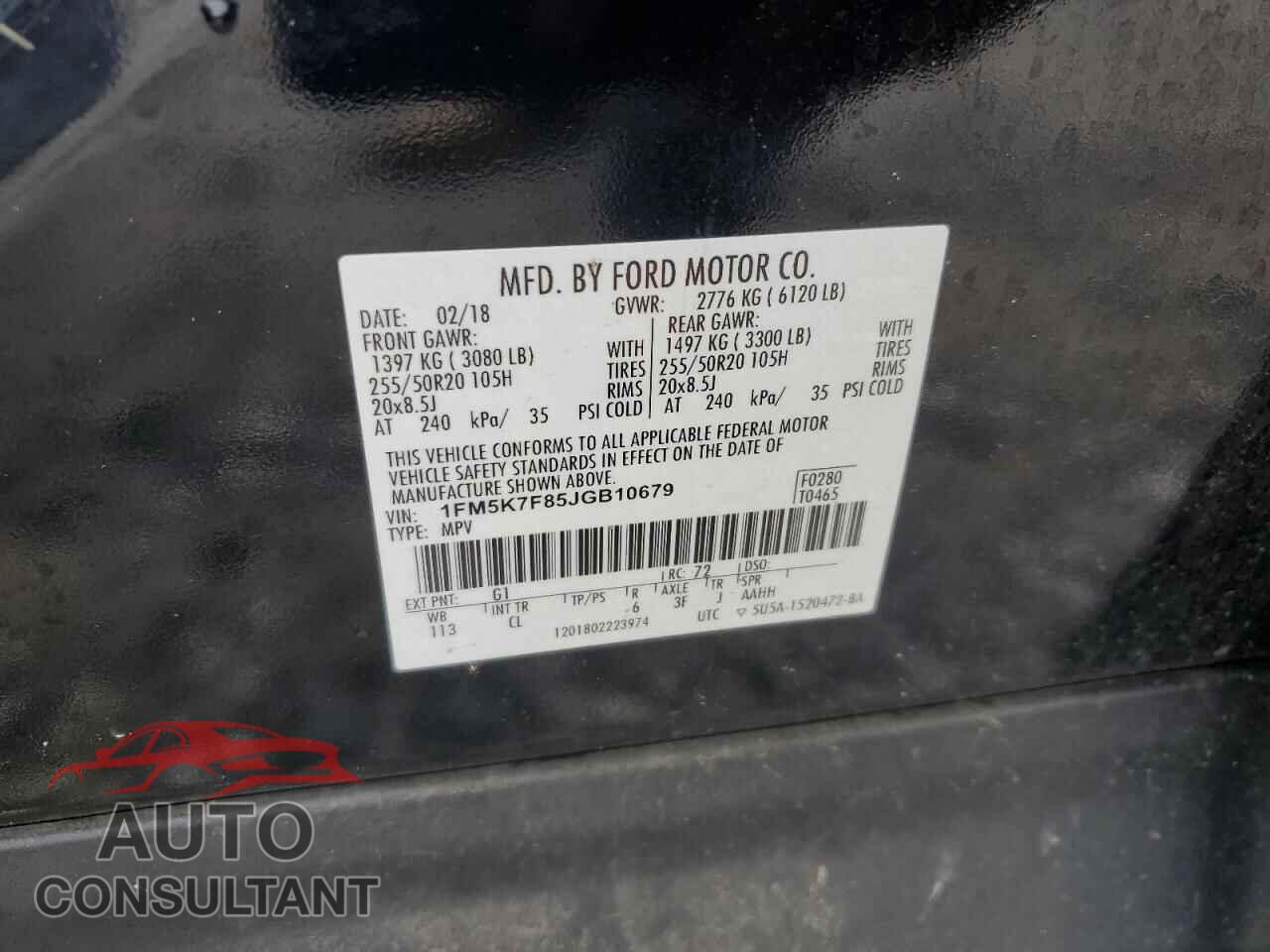 FORD EXPLORER 2018 - 1FM5K7F85JGB10679