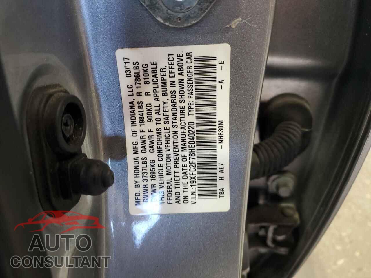 HONDA CIVIC 2017 - 19XFC2F78HE040220