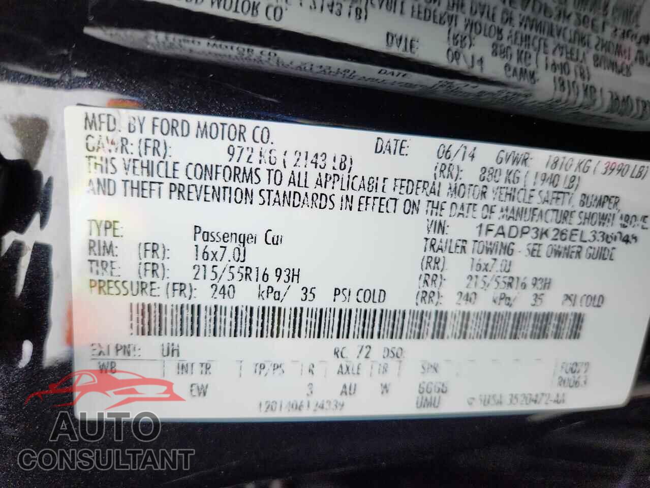 FORD FOCUS 2014 - 1FADP3K26EL336048