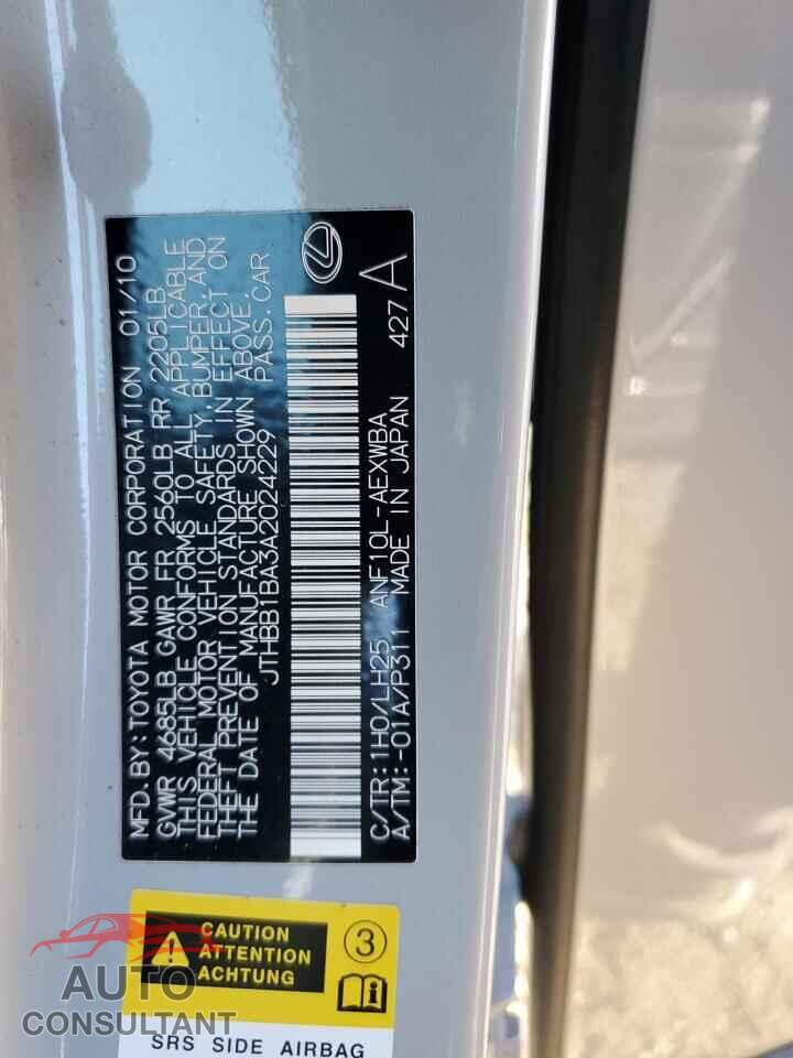 LEXUS HS 2010 - JTHBB1BA3A2024229