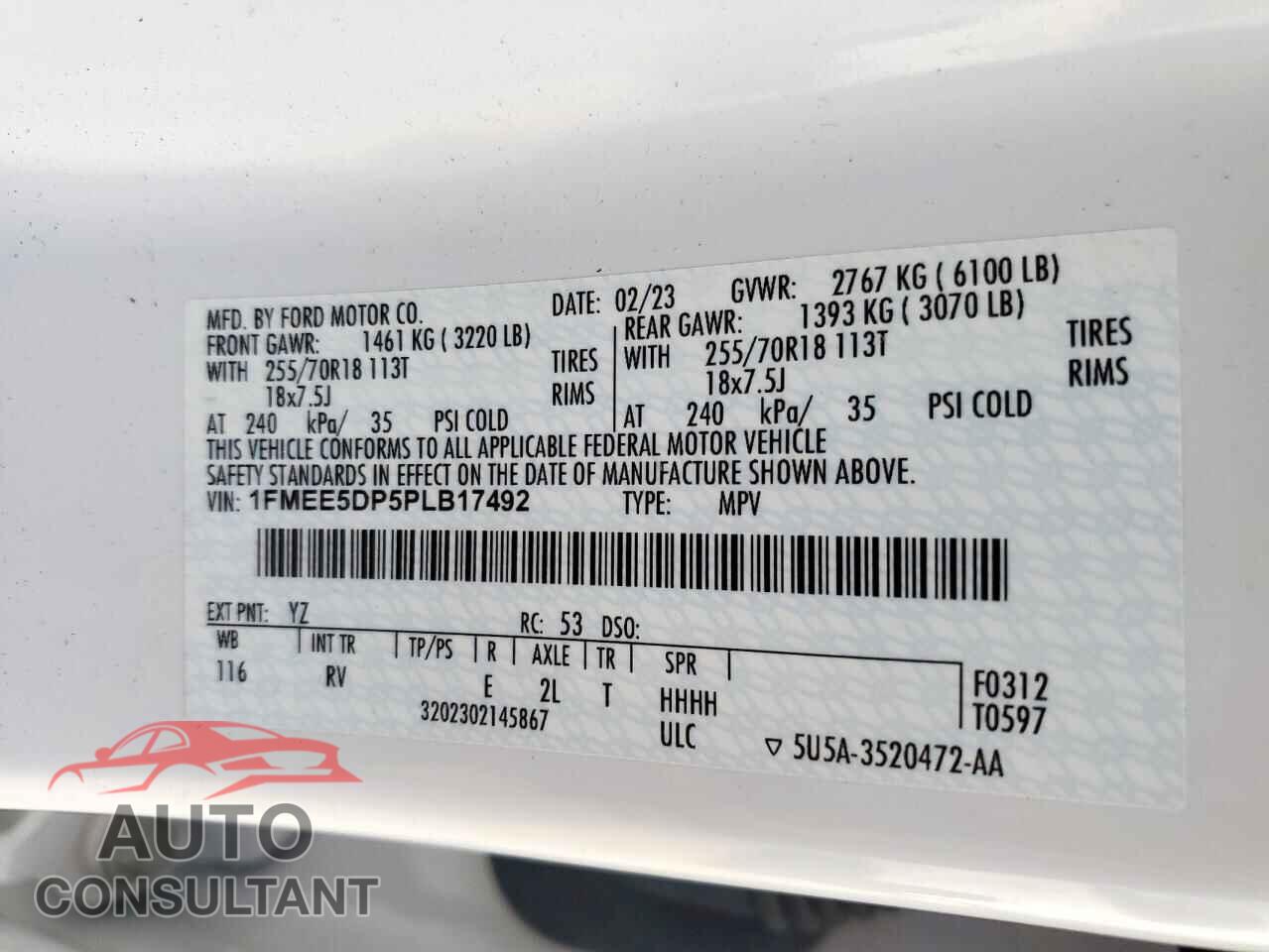 FORD BRONCO 2023 - 1FMEE5DP5PLB17492