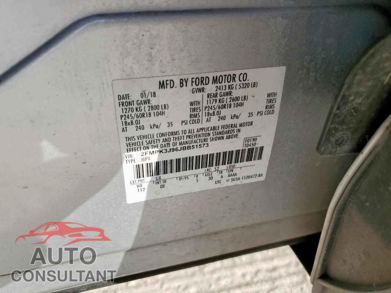 FORD EDGE 2018 - 2FMPK3J96JBB51573