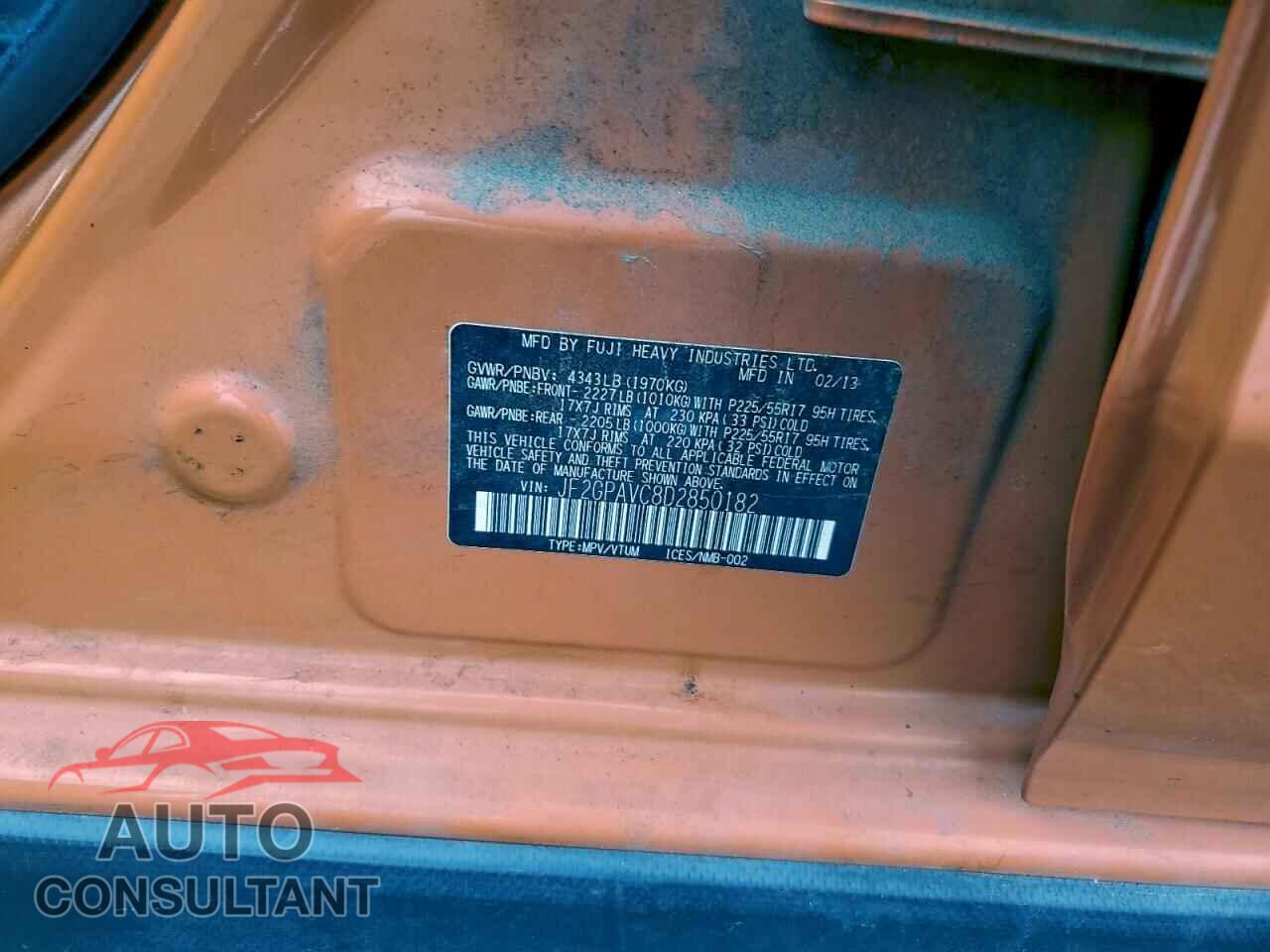 SUBARU XV 2013 - JF2GPAVC8D2850182