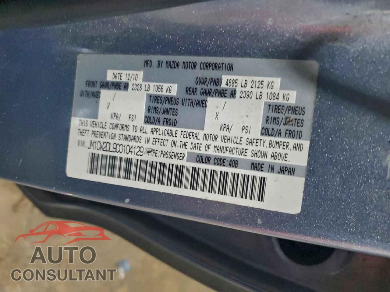 MAZDA 5 2012 - JM1CW2DL9C0104129